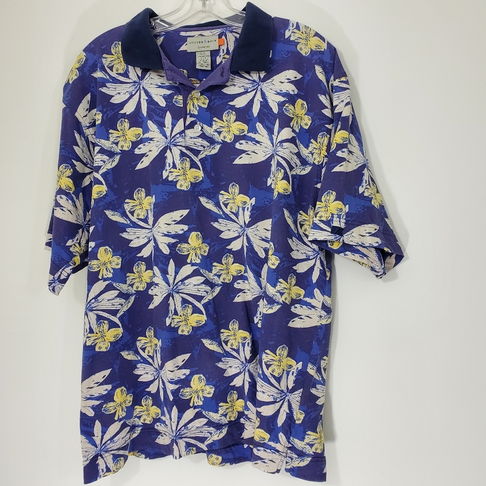 Vintage Cutter & Buck Blue Floral Shirt, Large